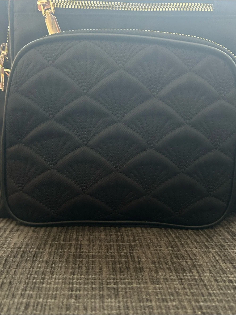 Black Quilted Front Pocket Backpack - Unbranded